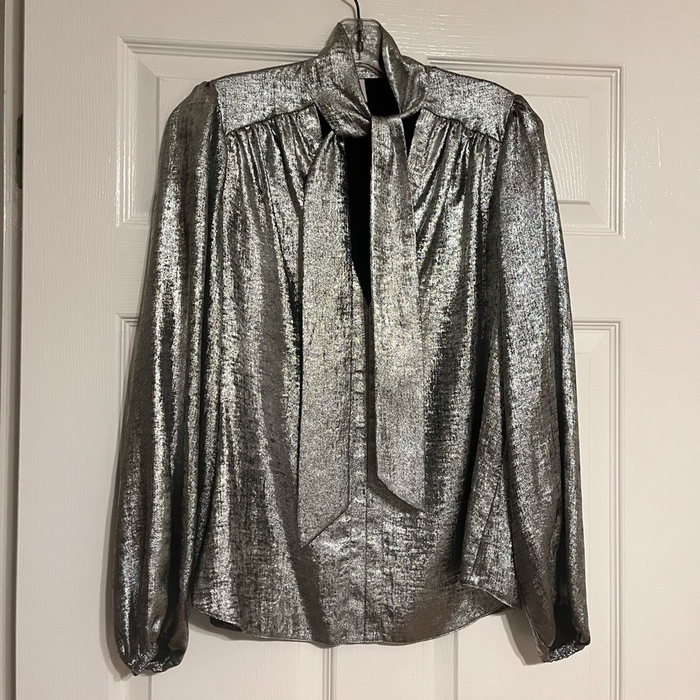 Metallic Silver Blouse - Picture 3 of 4